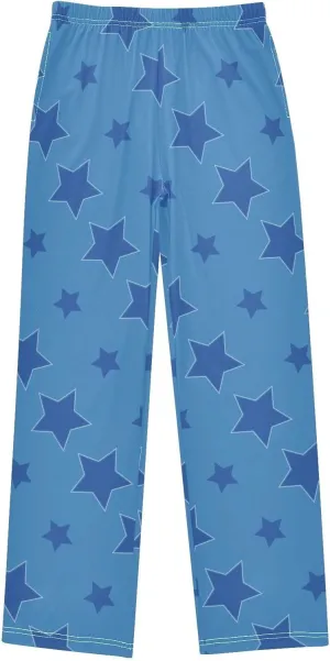 Boys' Pants Dark Blue Stars Blue Long Bottoms Jogger Pants Elastic Waist Trousers with Pockets S-XL