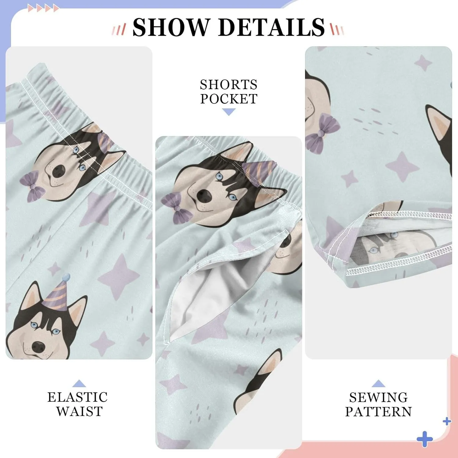 Boys' Pants Funny Husky Dogs Stars Cartoon Long Bottoms Jogger Pants Elastic Waist Trousers with Pockets S-XL