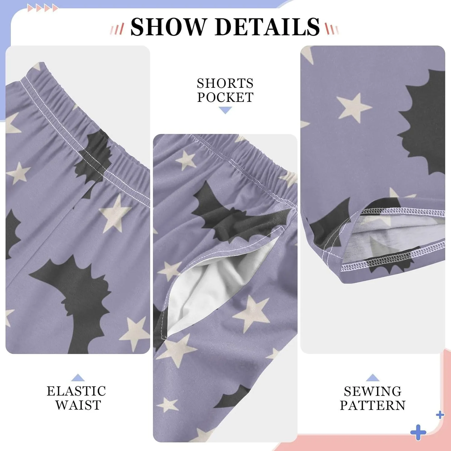 Boys' Pants Purple Halloween Bat Stars Long Bottoms Jogger Pants Elastic Waist Trousers with Pockets S-XL
