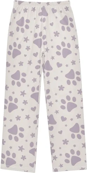 Boys' Pants Purple Paw Hearts Stars Long Bottoms Jogger Pants Elastic Waist Trousers with Pockets S-XL