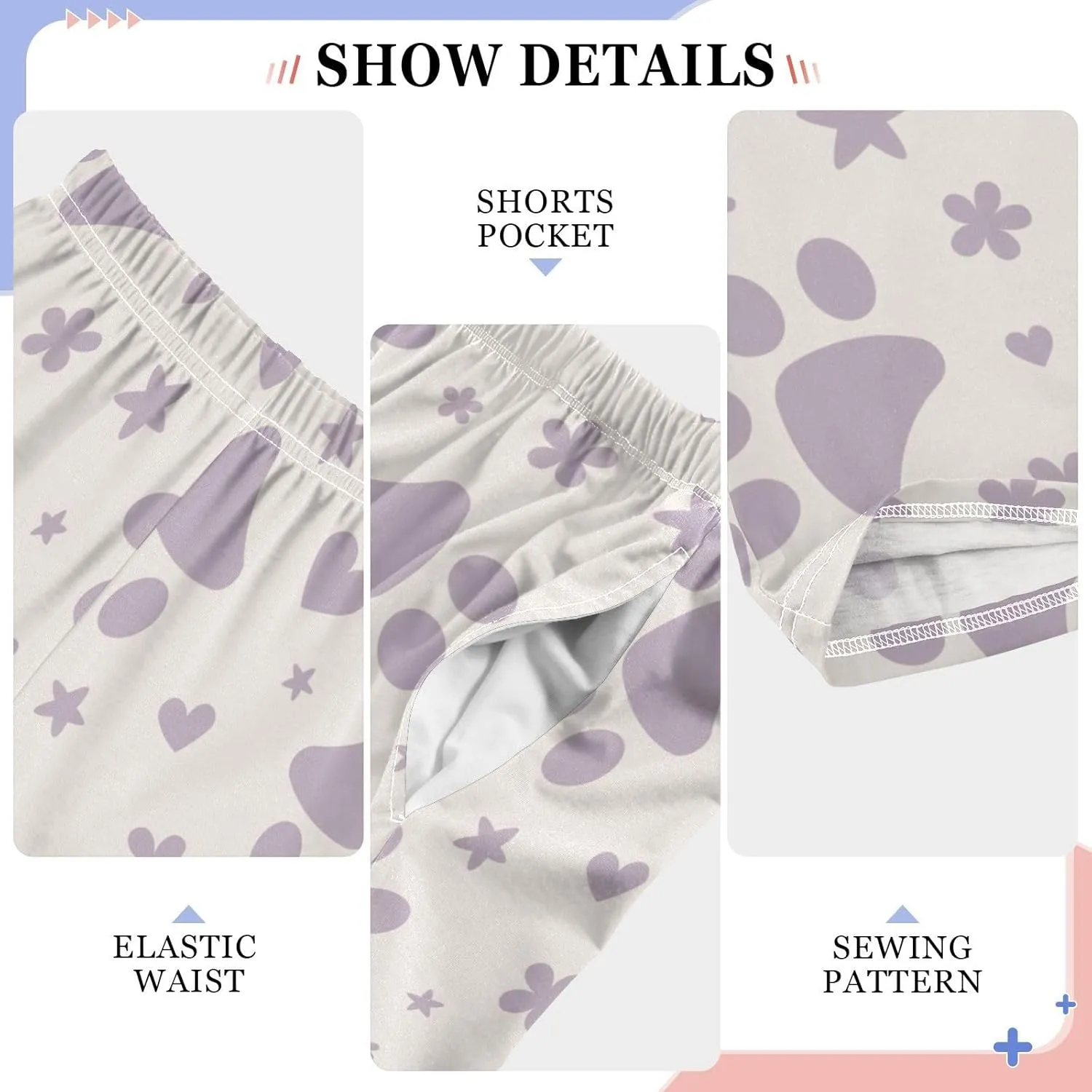 Boys' Pants Purple Paw Hearts Stars Long Bottoms Jogger Pants Elastic Waist Trousers with Pockets S-XL