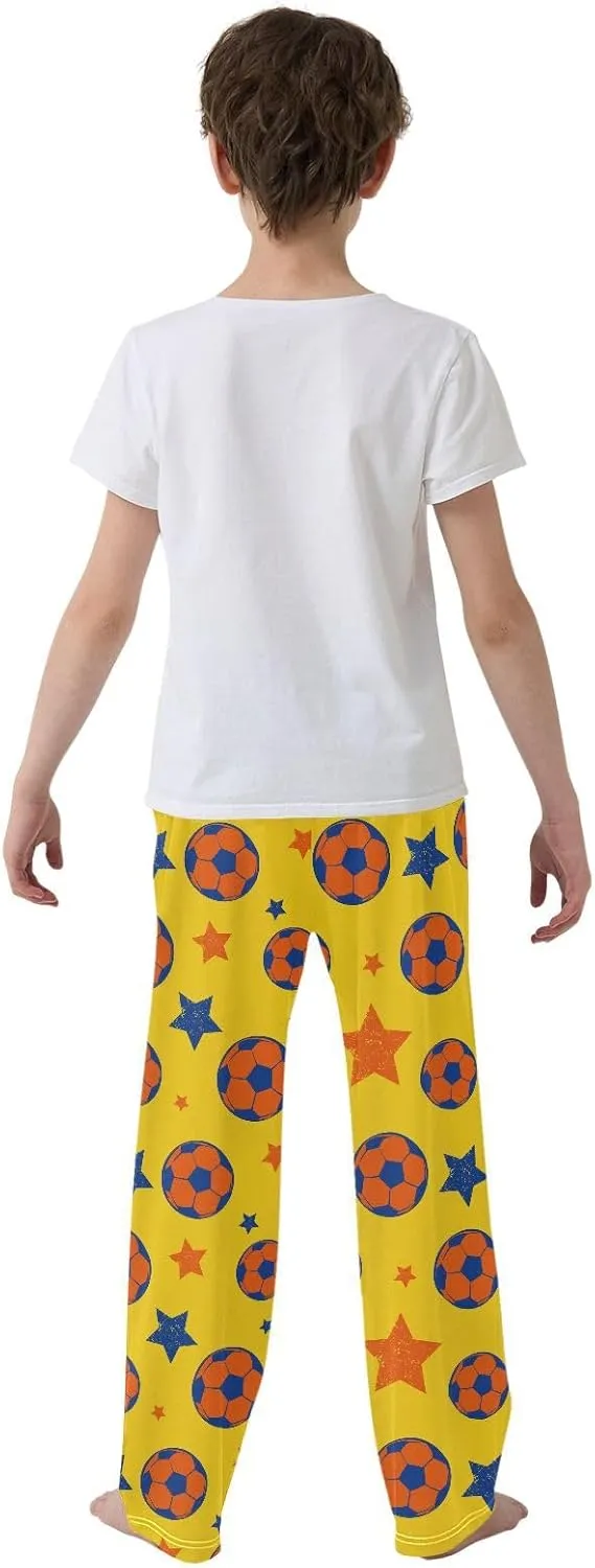 Boys' Pants Soccer Stars Yellow Orange Blue Long Bottoms Jogger Pants Elastic Waist Trousers with Pockets S-XL