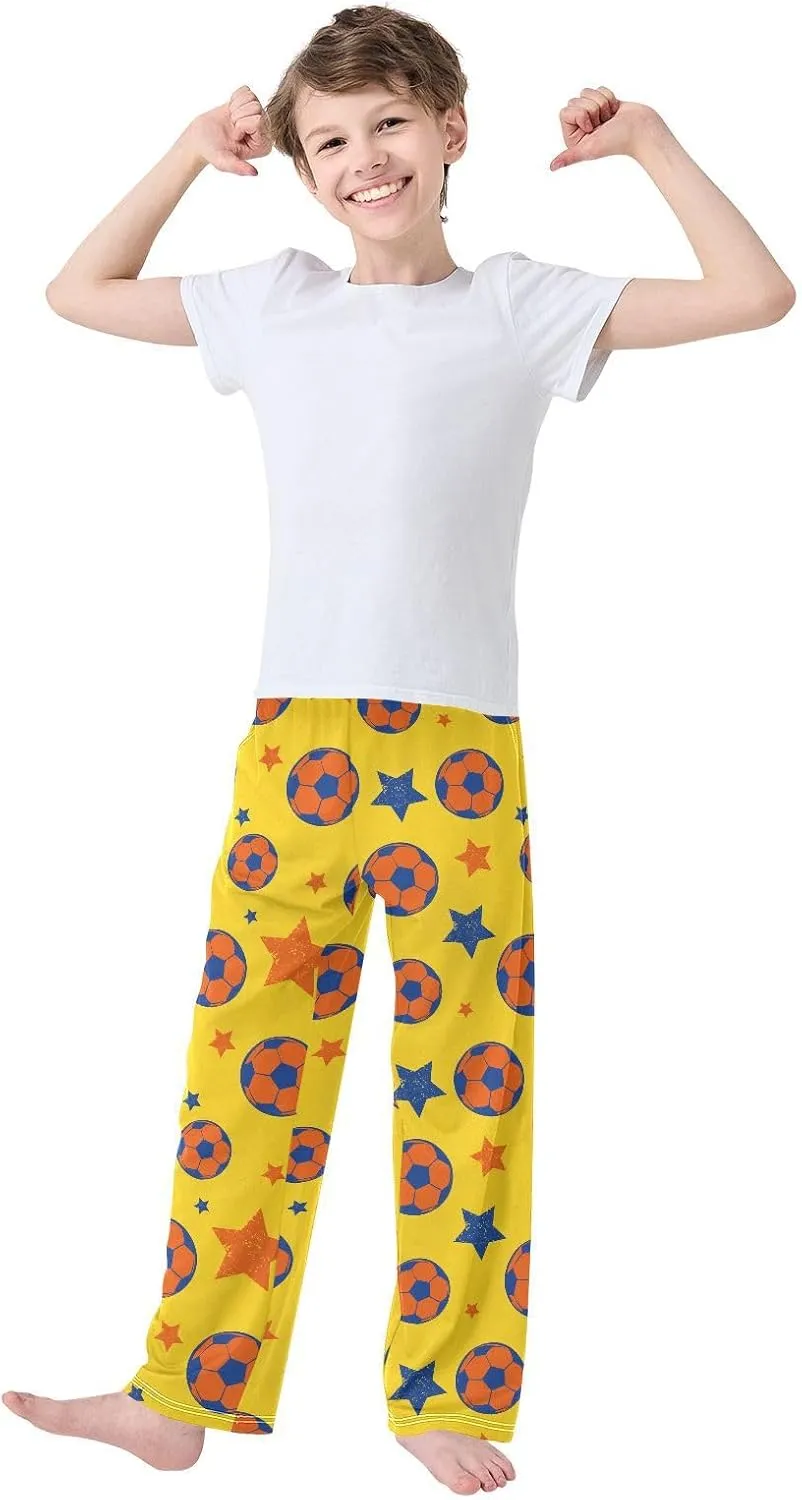 Boys' Pants Soccer Stars Yellow Orange Blue Long Bottoms Jogger Pants Elastic Waist Trousers with Pockets S-XL