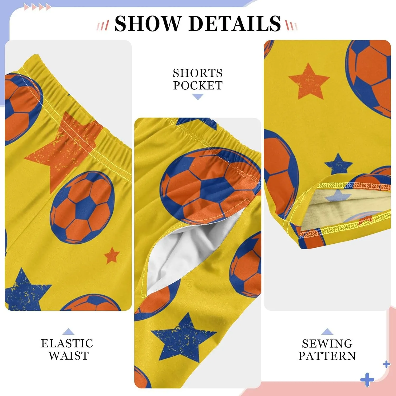 Boys' Pants Soccer Stars Yellow Orange Blue Long Bottoms Jogger Pants Elastic Waist Trousers with Pockets S-XL
