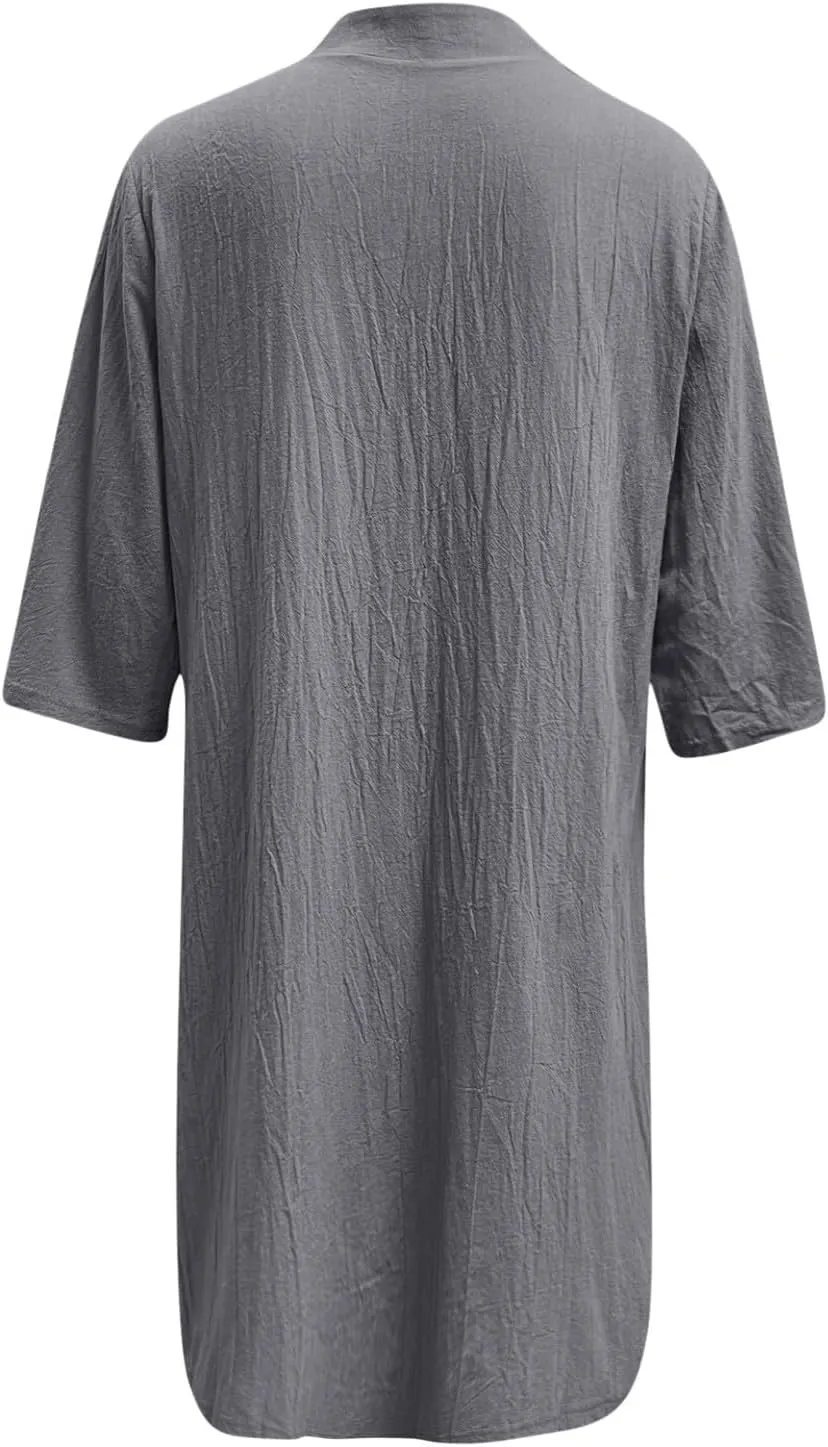 Button Down Shirt Dresses for Women 2025 Summer Casual Midi Sleeve Dress Loose Beach Cover Up Dressy with Pockets