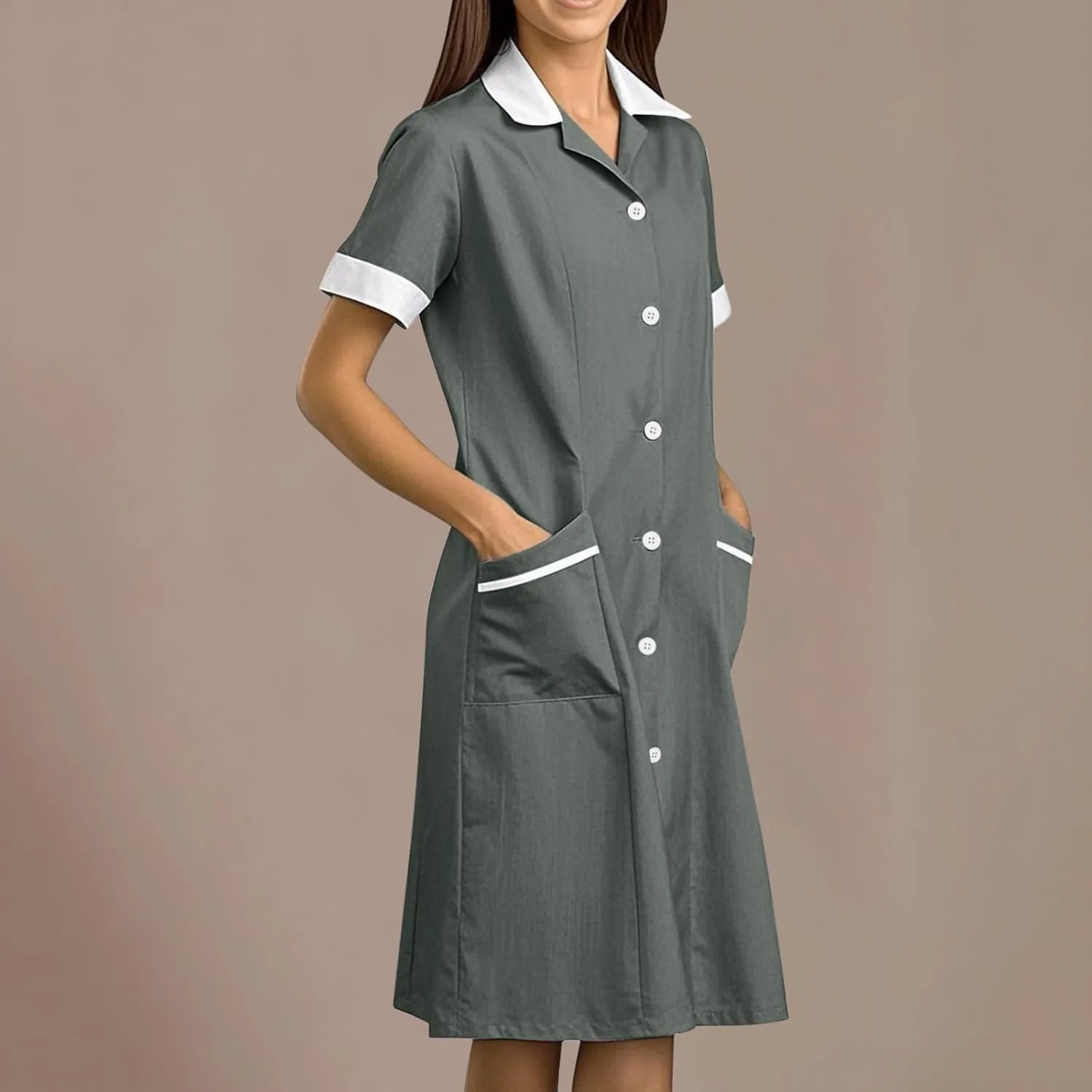 Casual Summer Dresses for Women 2025,Women's Contrasting Peach Skin Velvet Dress Loose A Line Shirt Dresses with Buttons