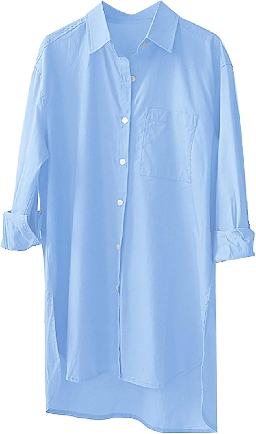 Casual Tunic Dress for Women Fashion Solid Long Sleeve Button Up T Shirt Dress Club Summer Baby Shower Outfit for Guest