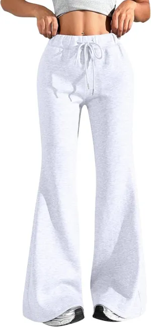 ChicCrate Flare Wide Leg Sweatpants Women Baggy Drawstring Athletic Pants High Waisted Joggers Pants Bell Bottoms