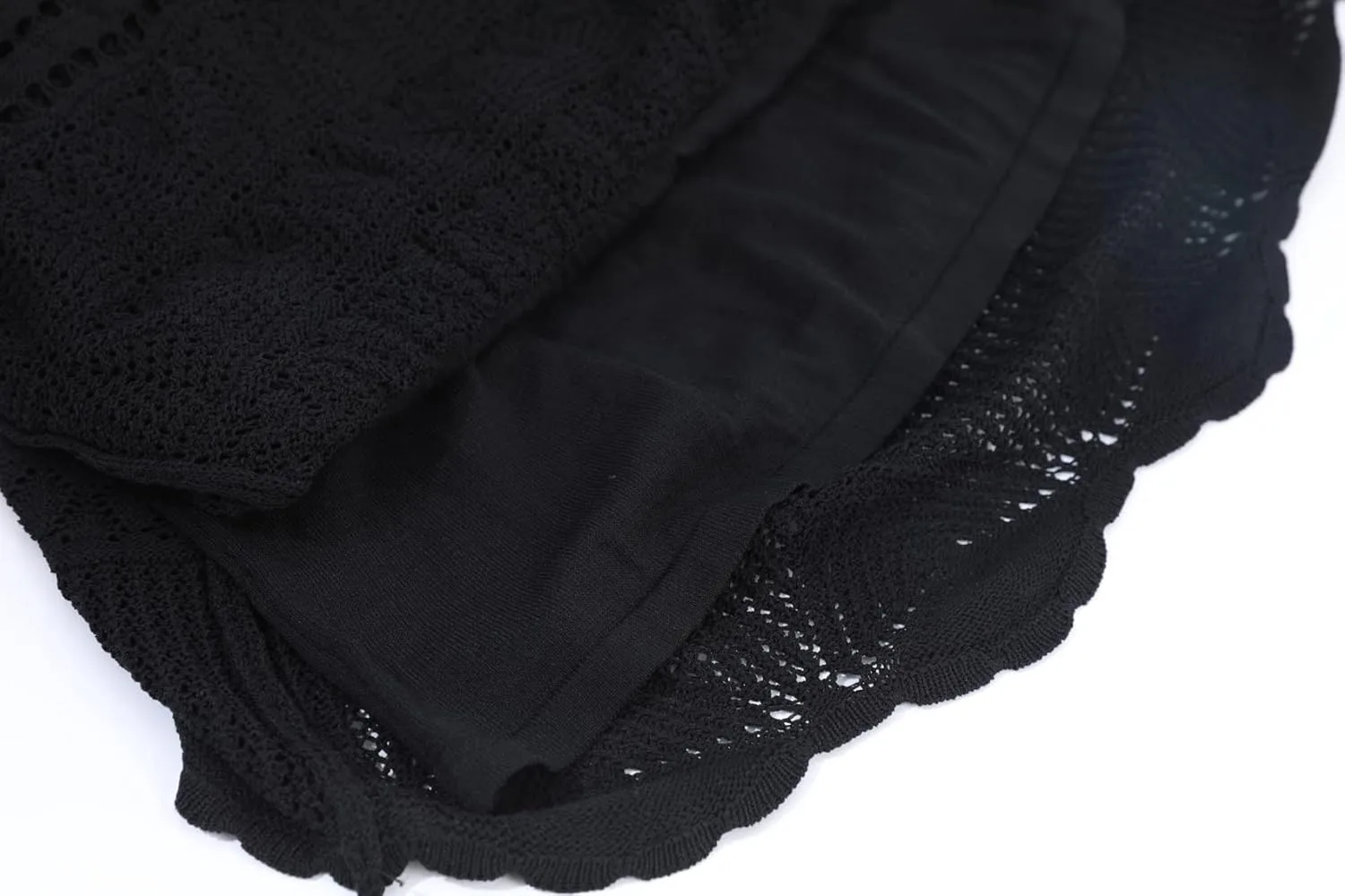 chouyatou Women's Stretched High Waist Crochet Hollow Out Knit Flowy Patterned Lace Maxi Skirt