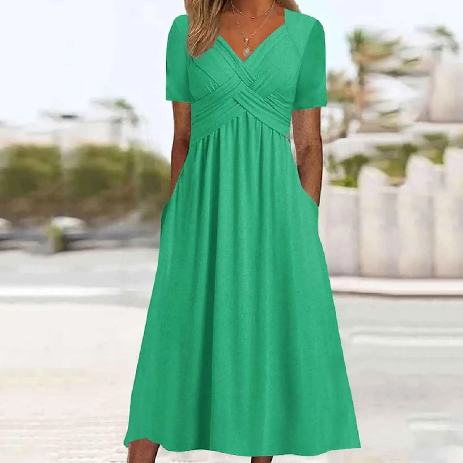 Church Dresses for Women Vacation Holiday Cross Front Cotton Linen Short Sleeve T Shirt Dress Prom Plus Size Summer Clothes