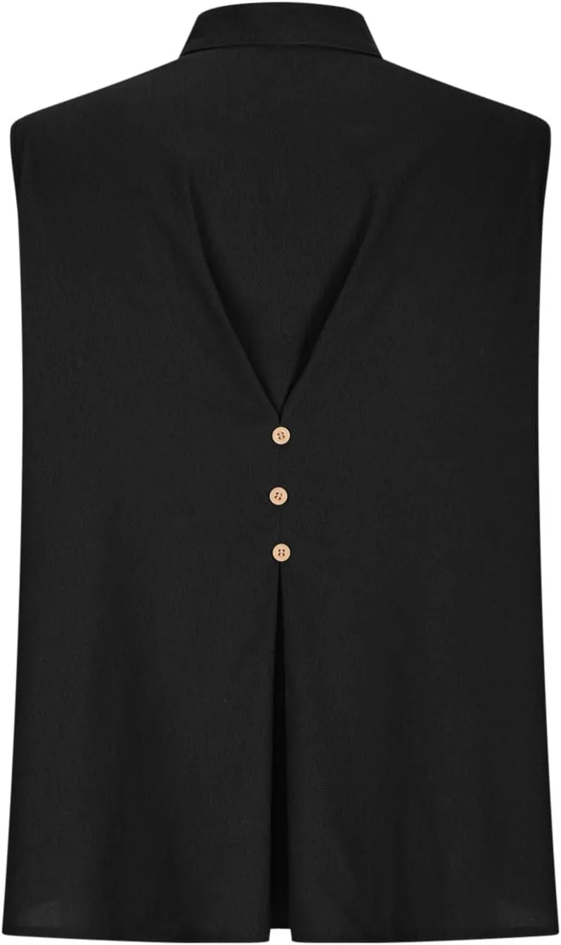 Cotton Linen Tank Tops for Women V Neck Sleeveless T-Shirts Fashion Loose Casual Tunic Summer Basic Blouses for Work