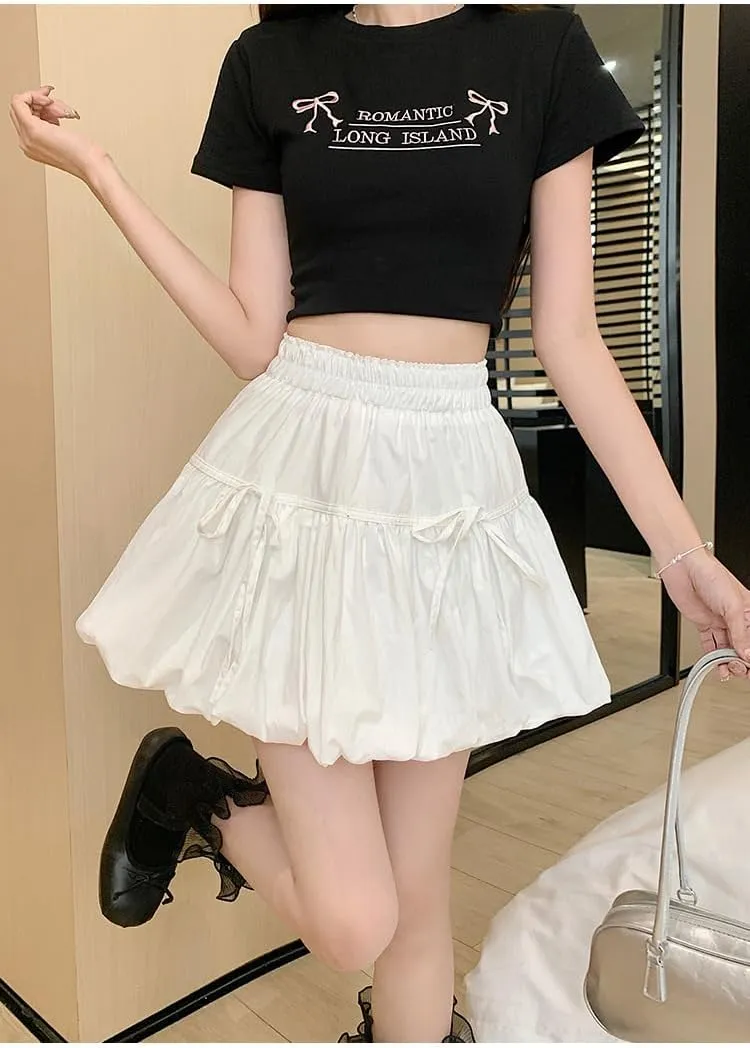 Cute Y2K Skirts for Women Summer Pleated Puff Mini Skirts Elastic Waist Coquette Aesthetic Short Skirts Kawaii Clothing