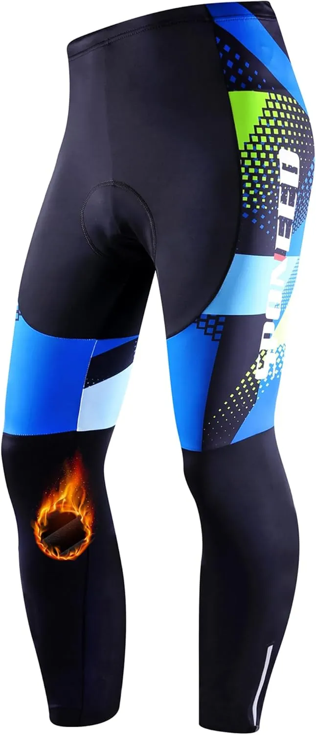 Cycling Pants for Men Road Bike Compression Tights Winter Biking Bottoms with Padding UV Proof