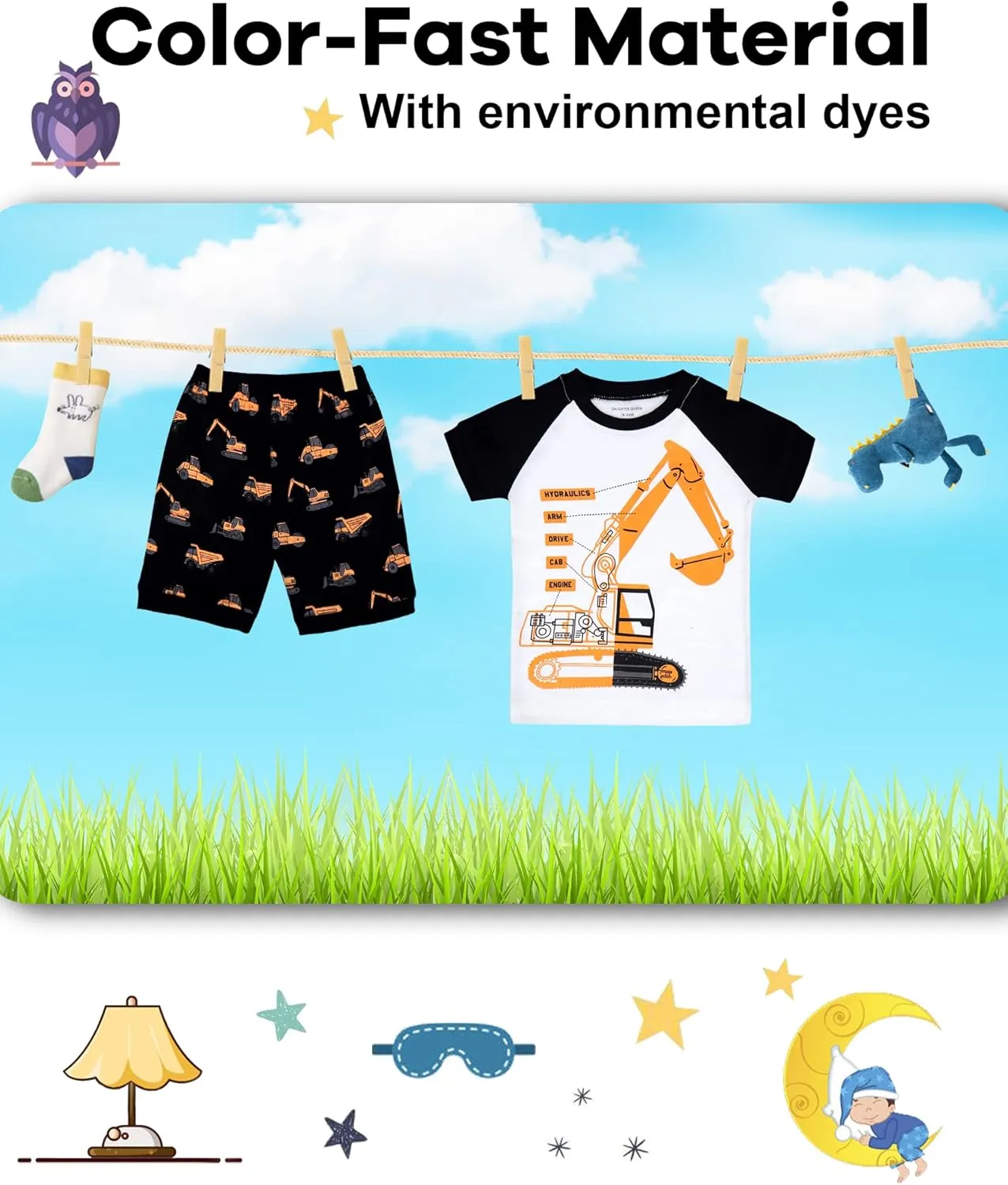 DAUGHTER QUEEN Boys Pajamas 4 Pieces Short Set 100% Cotton Sleepwear Size 18 Months-12 Years