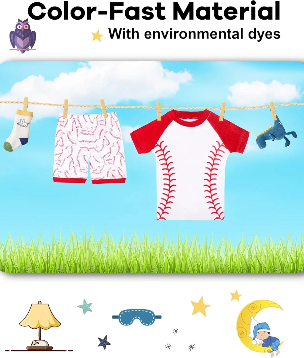 DAUGHTER QUEEN Boys Pajamas 4 Pieces Short Set 100% Cotton Sleepwear Size 18 Months-12 Years