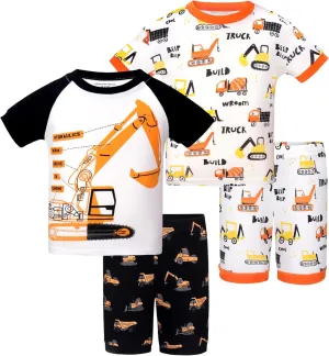 DAUGHTER QUEEN Boys Pajamas 4 Pieces Short Set 100% Cotton Sleepwear Size 18 Months-12 Years