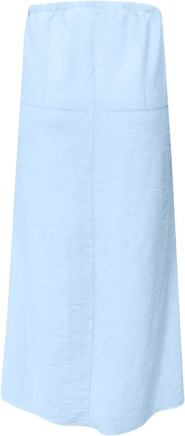 DDAPJ pyju Womens Linen Maxi Skirts Drawstring Waist A Line Skirts Beach Vacation Boho Long Skirt 2025 Summer Casual Outfits