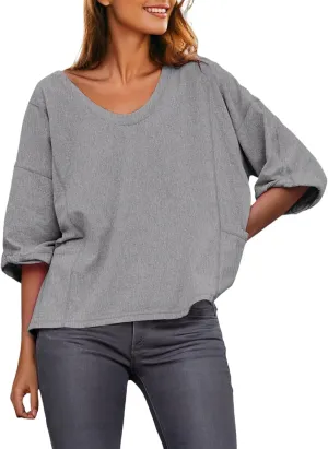 Dokotoo Womens Summer Tops Casual Crewneck Short Sleeve T Shirts for Women Solid Oversized Blouses Tops