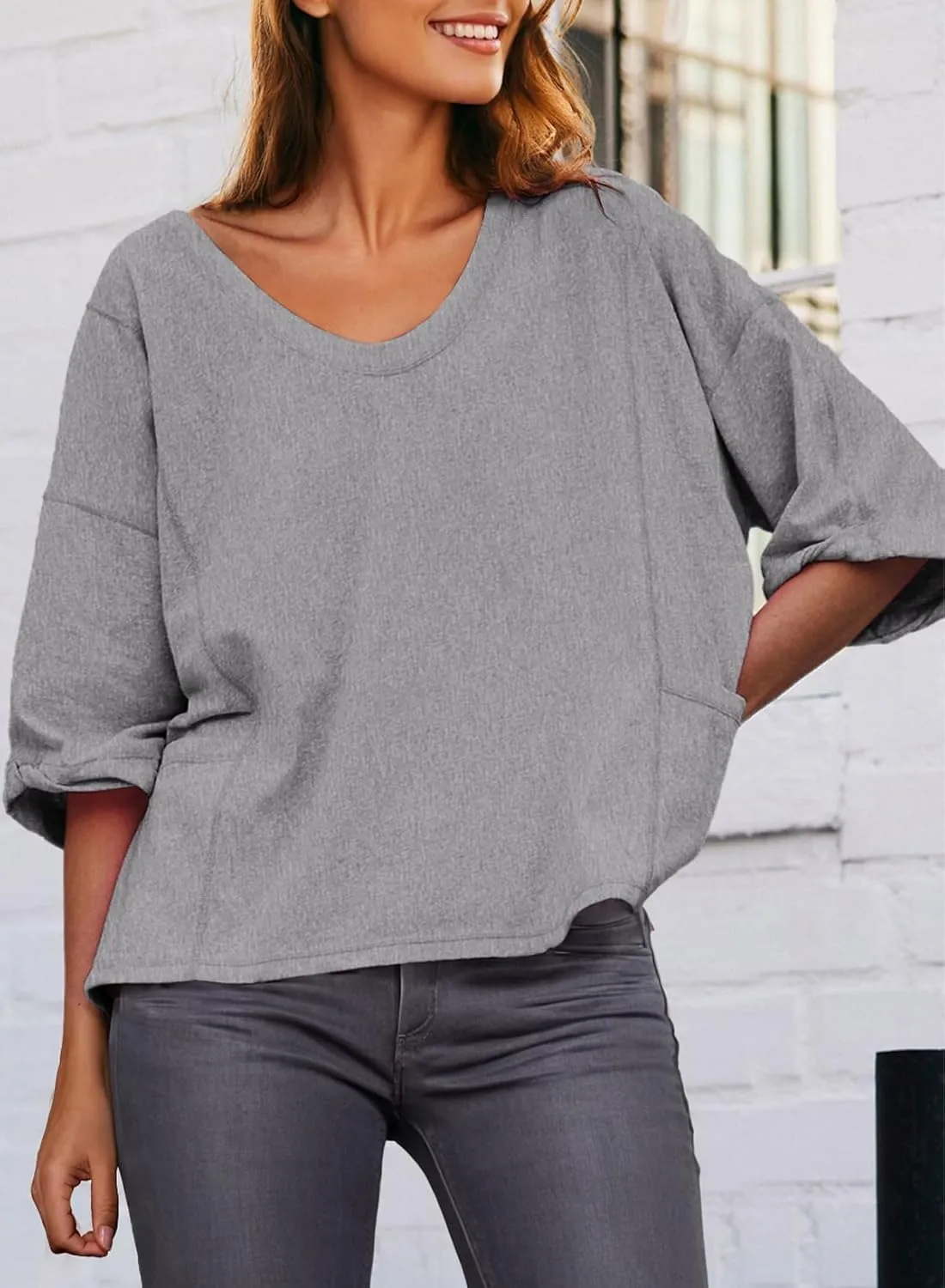 Dokotoo Womens Summer Tops Casual Crewneck Short Sleeve T Shirts for Women Solid Oversized Blouses Tops
