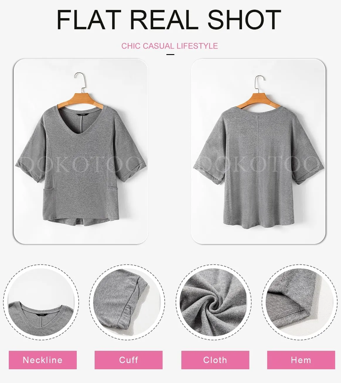 Dokotoo Womens Summer Tops Casual Crewneck Short Sleeve T Shirts for Women Solid Oversized Blouses Tops