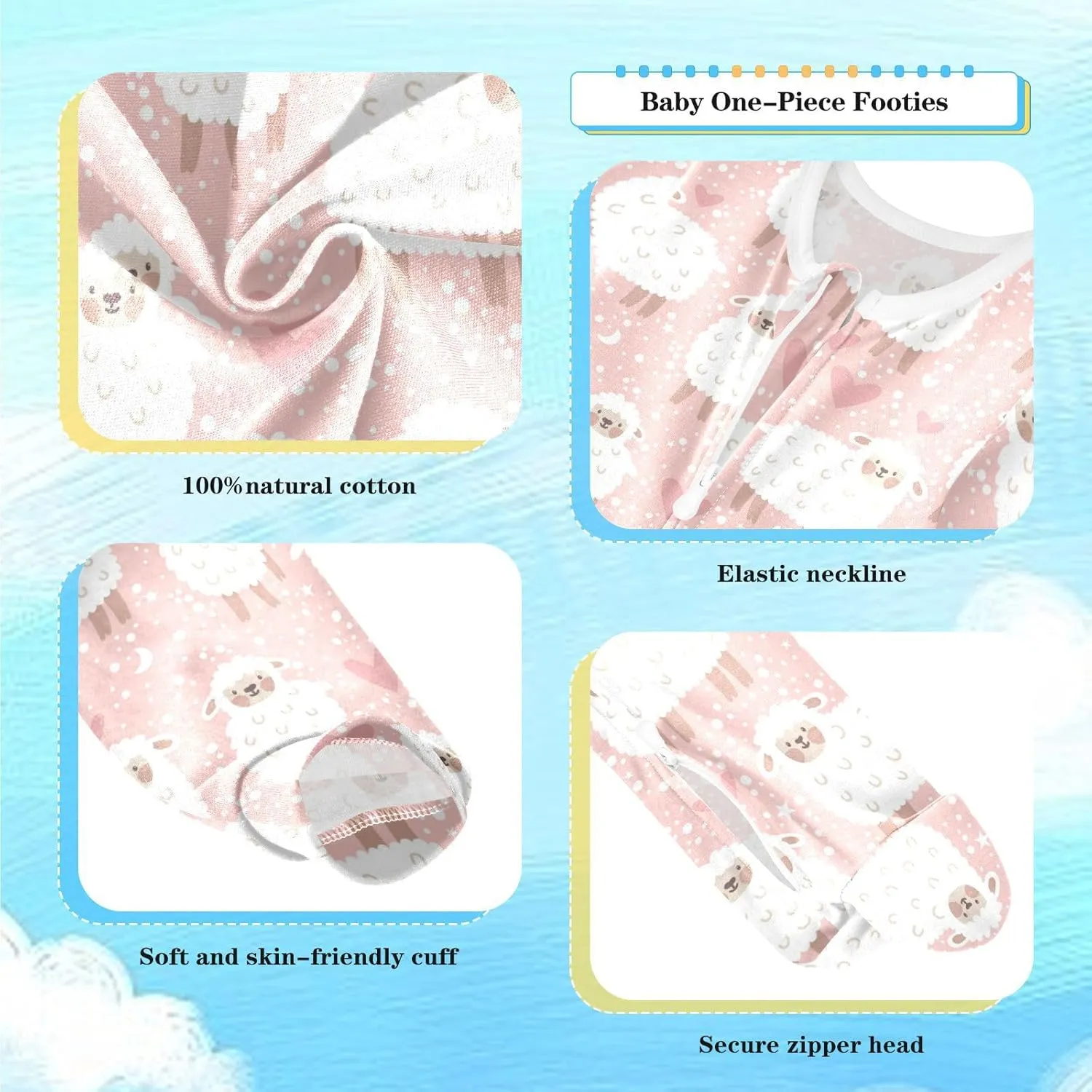 Dussdil Baby One-Piece Footies Newborn Rompers Pajamas Cotton Footed Pjs for Sleep Play Boys Girls 3 6 9 12 18 24m