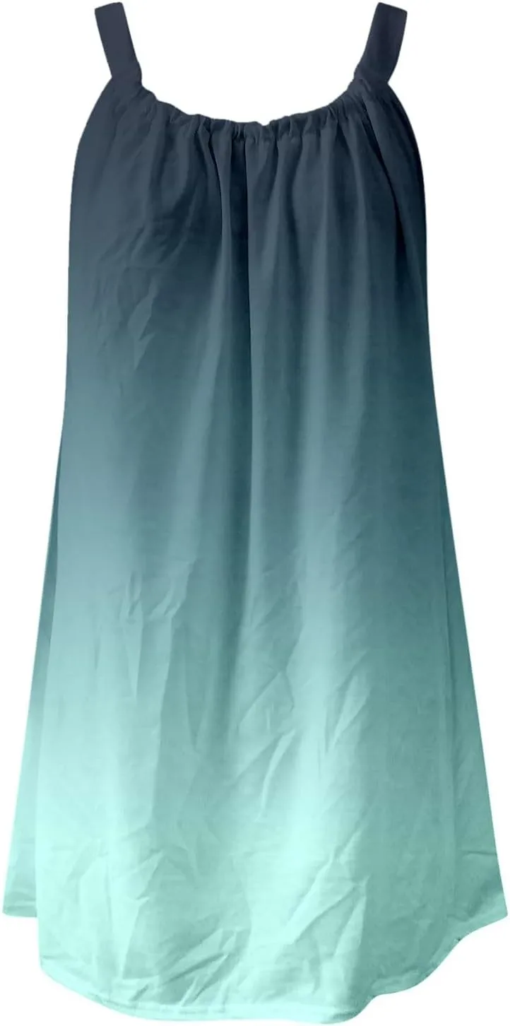 Eduavar Summer Dresses for Women 2024, Mini Dresses for Women Summer Lightweight Tank Dress Spaghetti Strap Boho Dresses