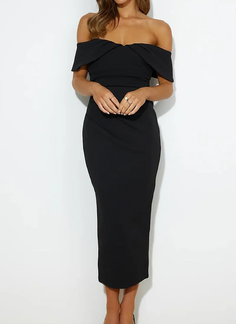 Elegant Off The Shoulder Bodycon Backless Ruched Midi Dress Strapless Tube Slit Dresses for Women Wedding Guest