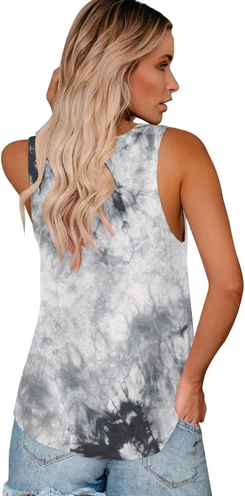 ETCYY Tank Tops for Women Tie-Dyed Workout Yoga Summer Sleeveless Athletic Tops Loose Fit Shirts