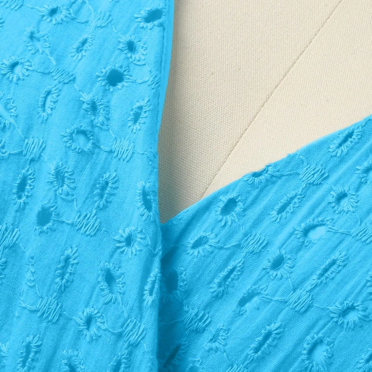 Eyelet Lace Dress for Women Flutter Sleeve V Neck Smocked Waist Dresses Sexy A Line Midi Sun Dress Summer Sundress