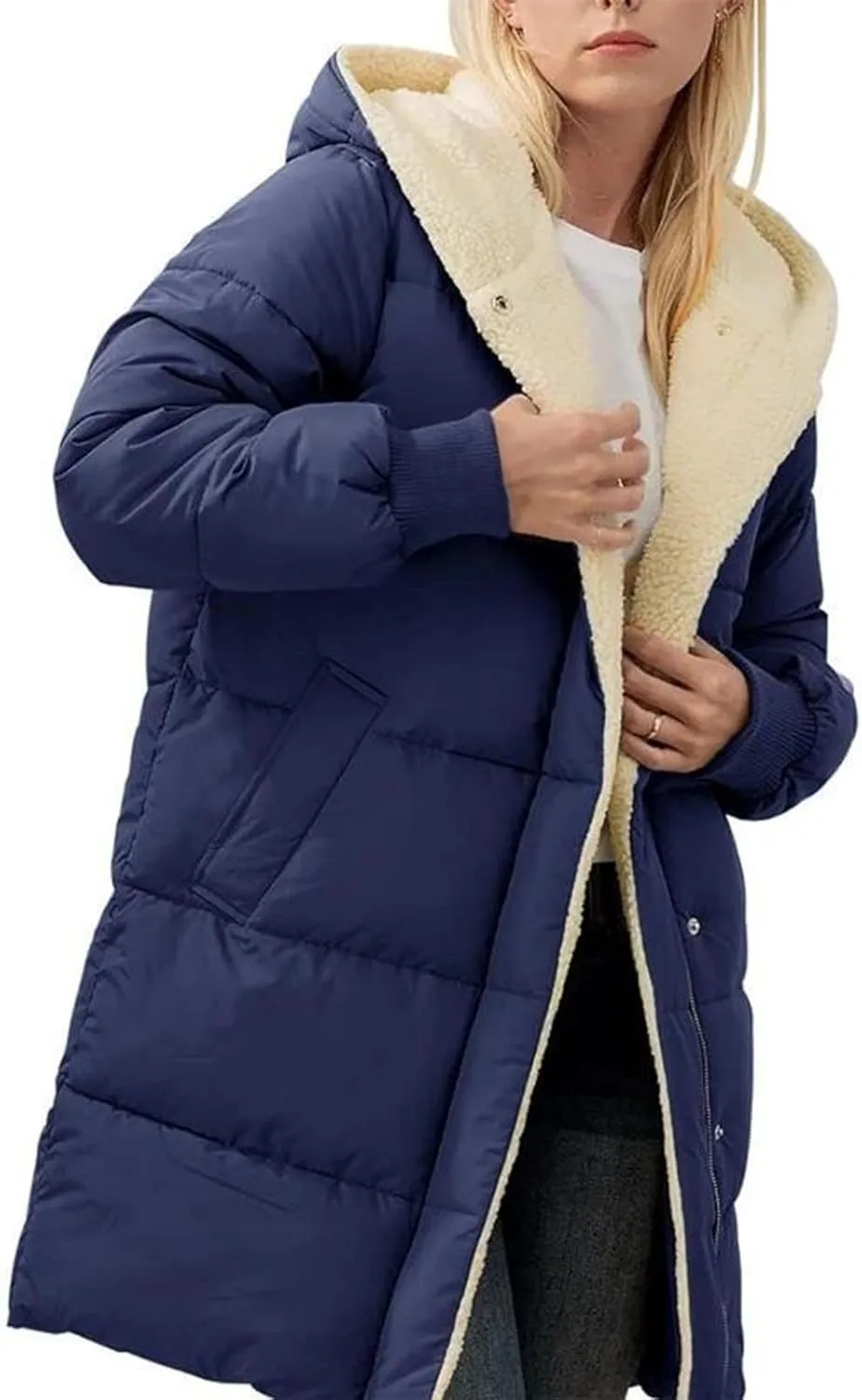 Fall Jacket Women, Warm Down Coats Zipper Fleece Lined Puffer Outerwear Long Sleeve Slim Outerwear with Pocket