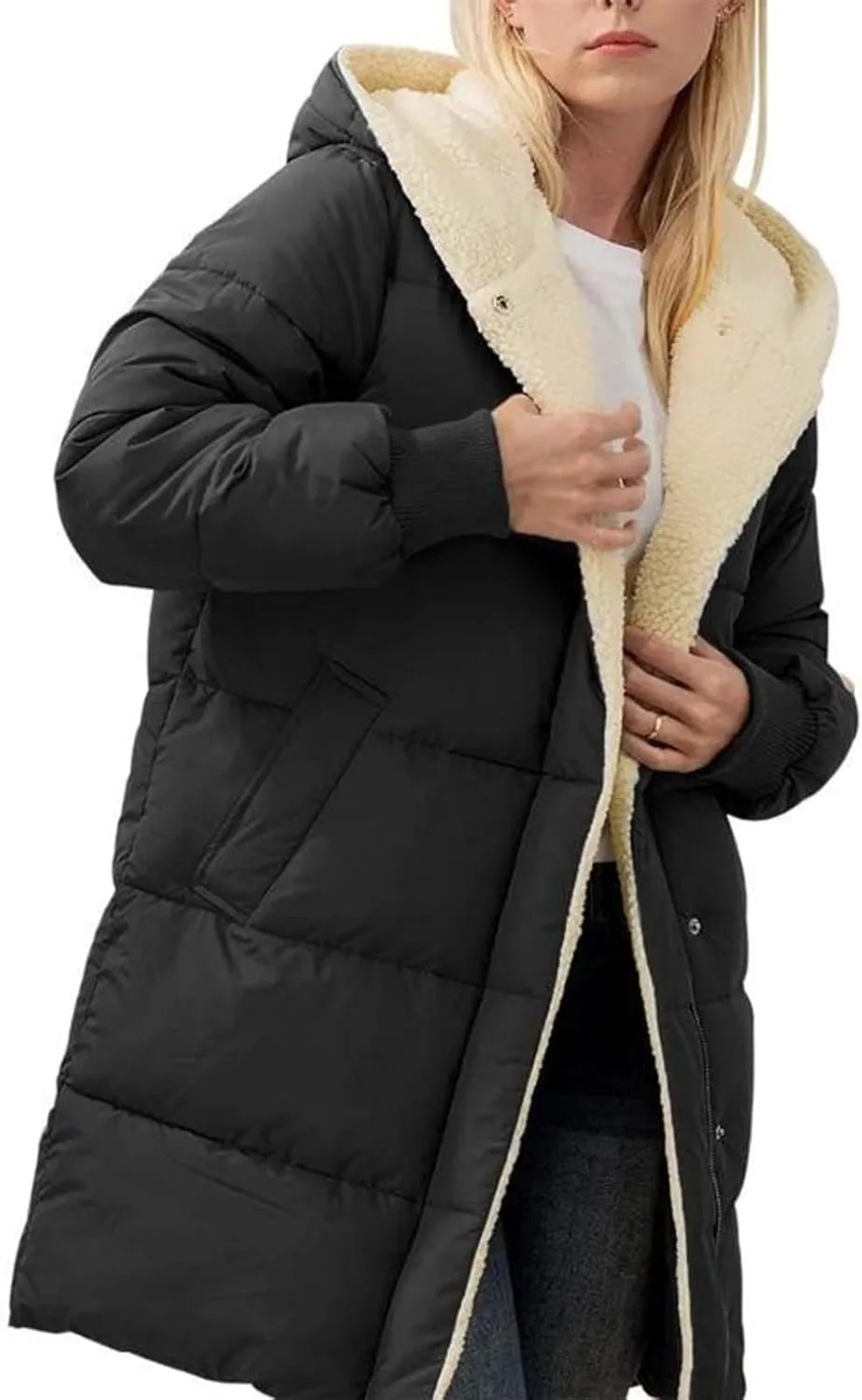Fall Jacket Women, Warm Down Coats Zipper Fleece Lined Puffer Outerwear Long Sleeve Slim Outerwear with Pocket