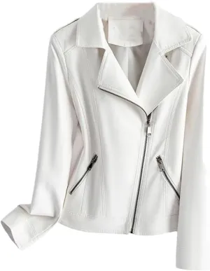 Fashion Women Split Jackets Zipper Short Full Sleeve Moto Biker Jackets Casual Leather Coats