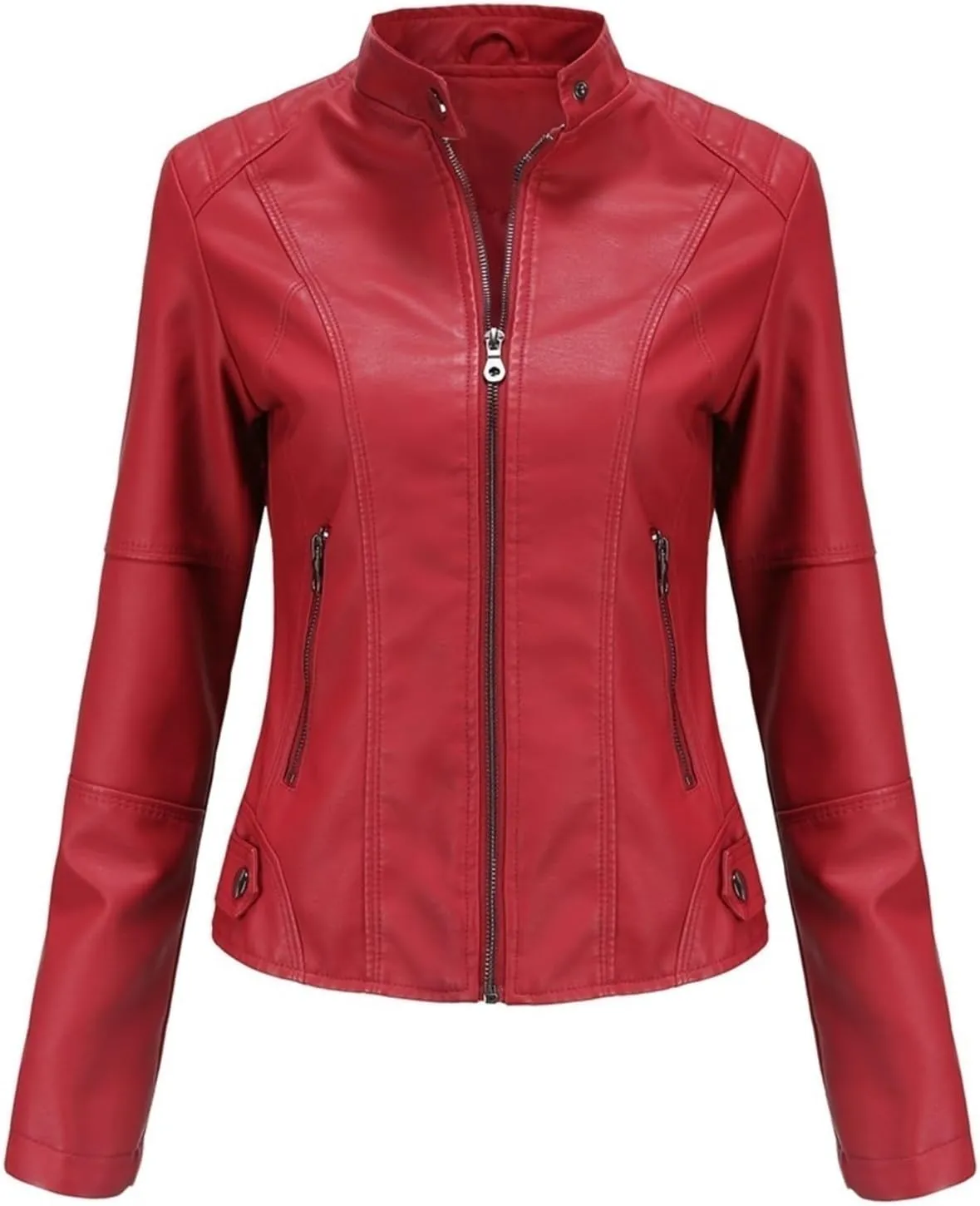 Faux Leather Jackets For Women Motorcycle PU Moto Biker Outwear CoatZip Leather Jackets For Women