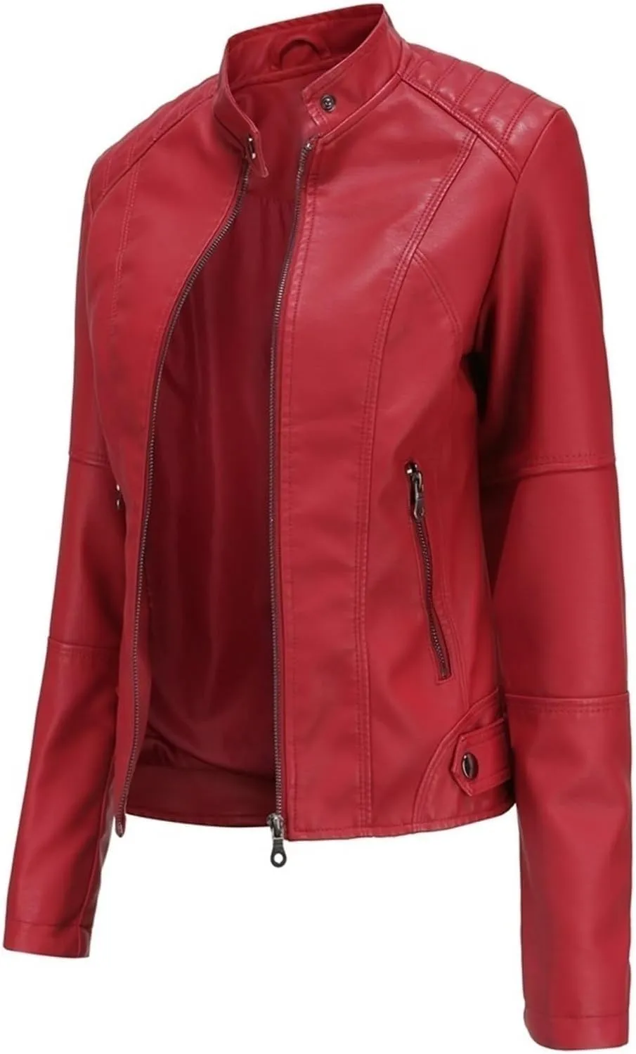 Faux Leather Jackets For Women Motorcycle PU Moto Biker Outwear CoatZip Leather Jackets For Women