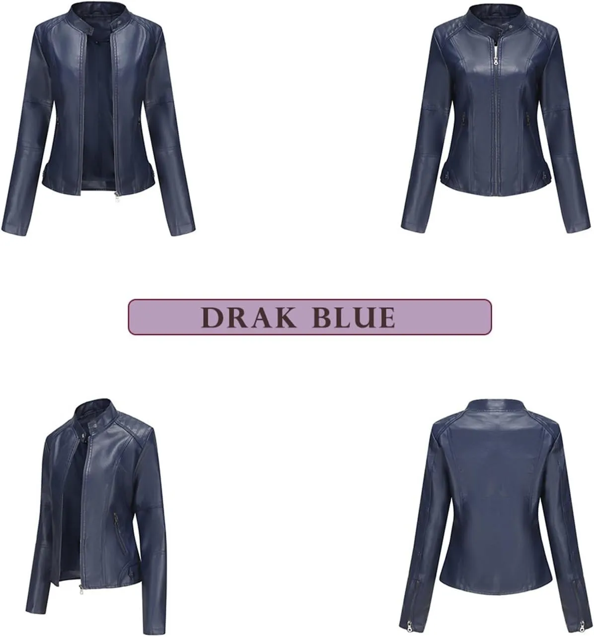 Faux Leather Jackets for Women, Vegan Jackets Moto Biker Motocycle Coat with Stitching Detail