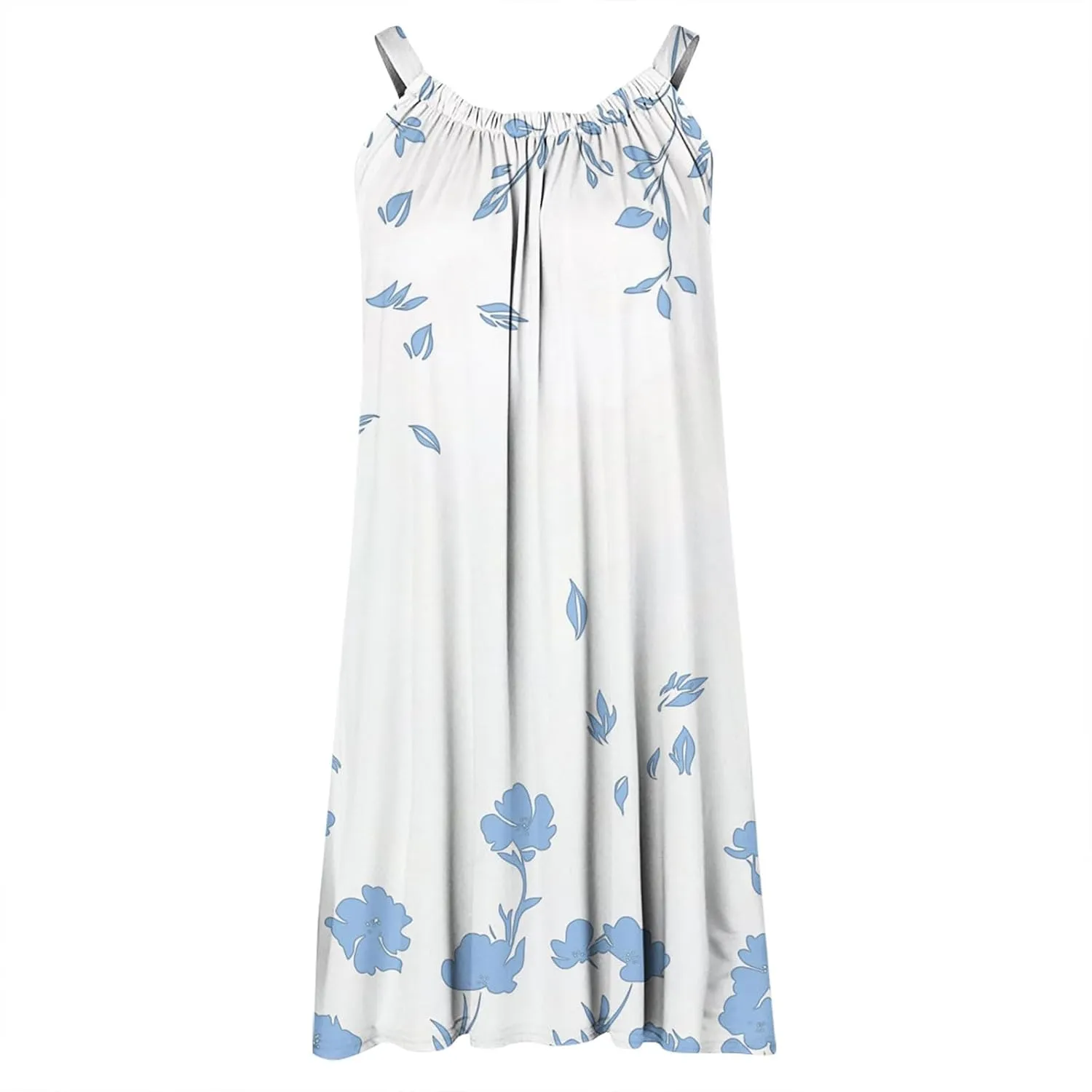 Floral Boho Mini Dress for Women Sleeeveless Spaghetti Strap A Line Causal Dresses Loose Beach Cover up Sundresses