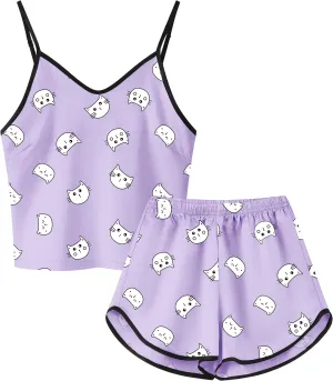 Girls & Women Silk Pajamas Set Satin Camisole Sleepwear 2 Piece Pjs, 3 Years - Women XXL