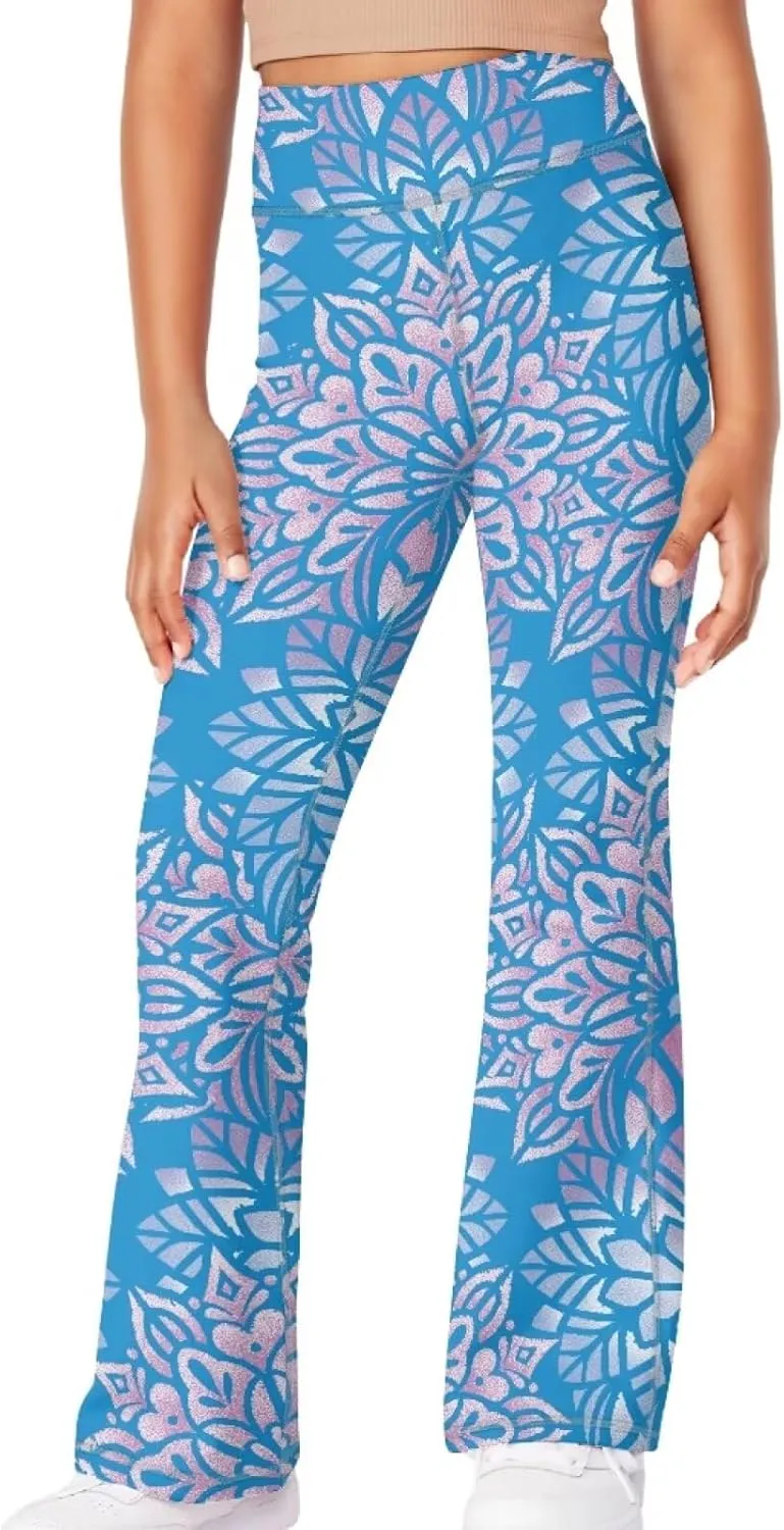 Girls' Athletic Leggings Bell Bottoms Kids Dance Running Yoga Pants High Waisted Workout Active Dance Tights