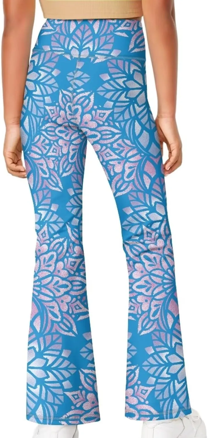 Girls' Athletic Leggings Bell Bottoms Kids Dance Running Yoga Pants High Waisted Workout Active Dance Tights