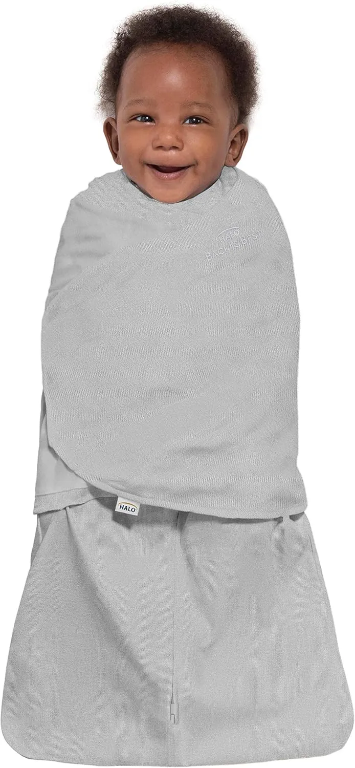 HALO Sleepsack Swaddle 100% Organic Cotton Newborn 1-Piece Gift Set with Box, TOG 1.5, 0-3 Months, Cloud