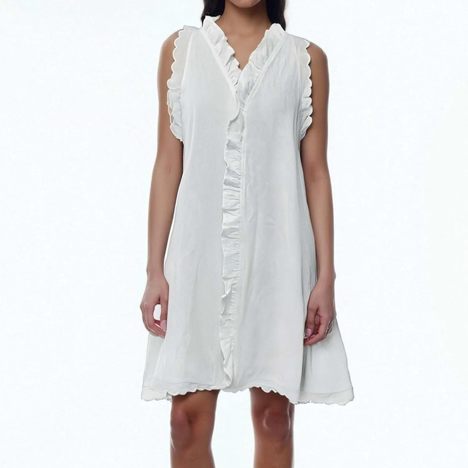 Hawaiian Dresses for Women Vacation Flowy Ruffle Side V Neck Sleeveless Semi Formal Dress Cocktail Party Summer Clothes