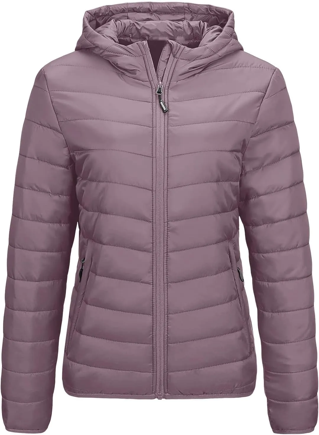 hlysgo Women Lightweight Down Puffer Jacket, Womens Hooded Packable Winter Jacket Slim Fit Quilted Coats Outwear
