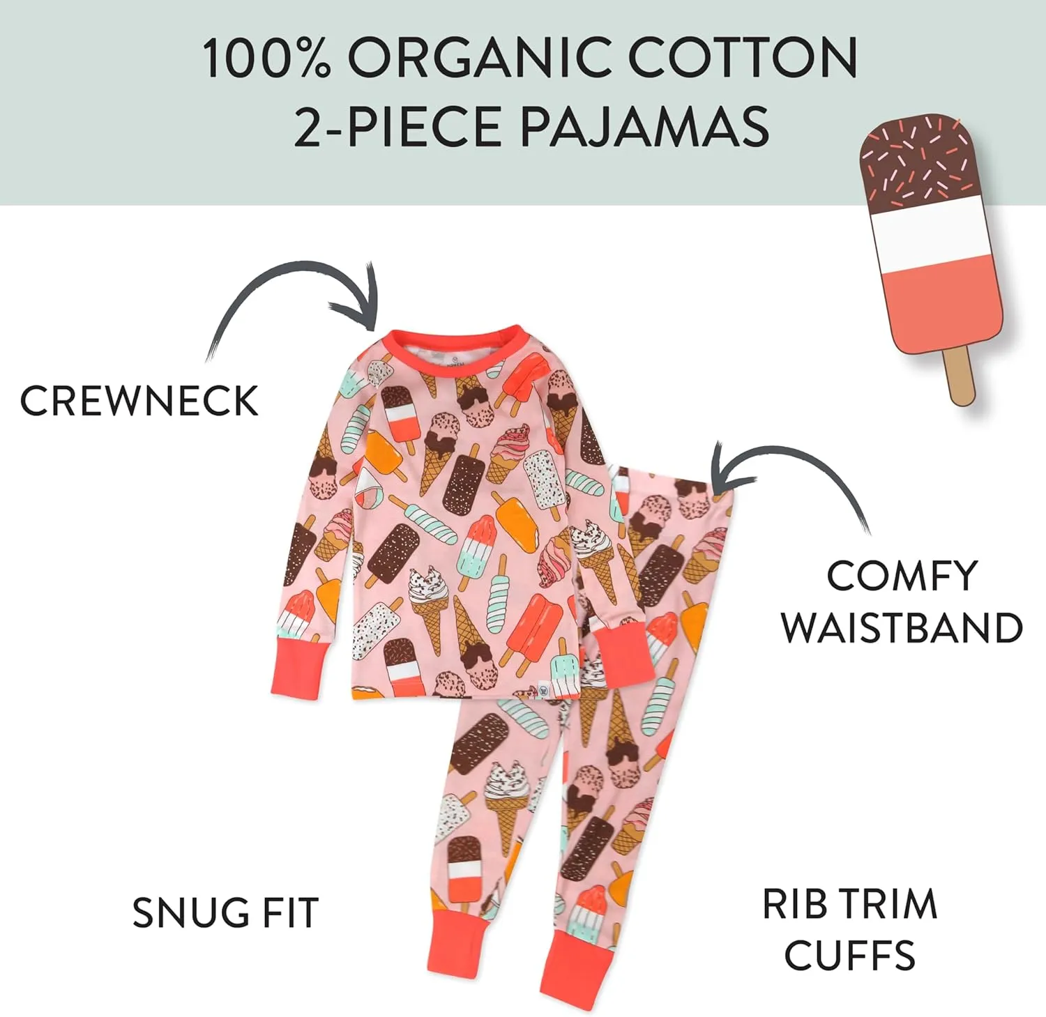 HonestBaby Multipack 2-Piece Pajamas Sleepwear Pjs 100% Organic Cotton for Infant Baby and Toddler Girls