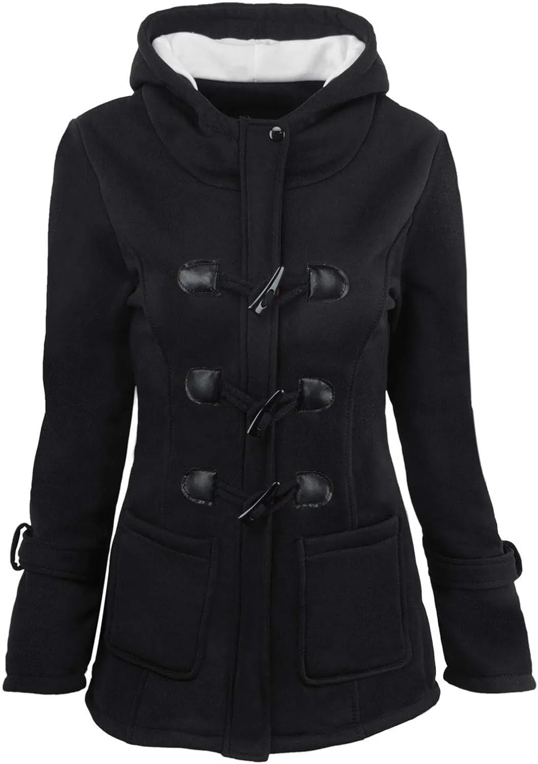 Hooded Horn Fleece Jacket for Women Classic Fashion Thicken Padded Coat Winter Warm Sherpa Lined Parkas Outerwear