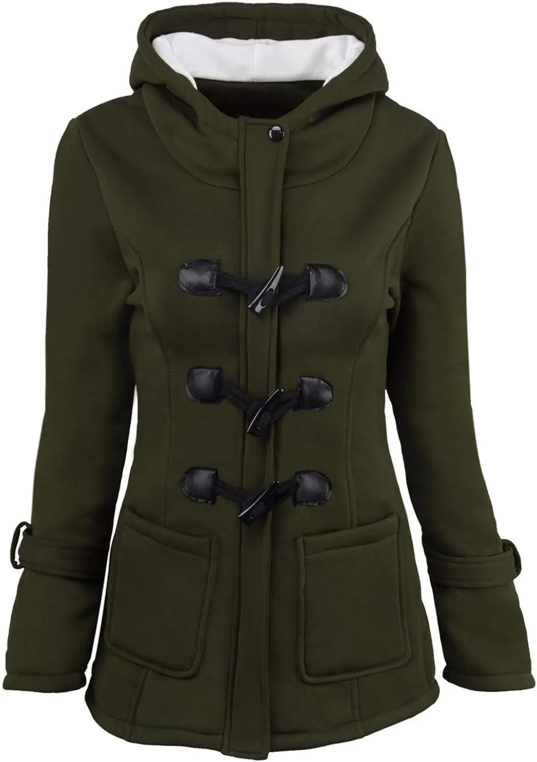 Hooded Horn Fleece Jacket for Women Classic Fashion Thicken Padded Coat Winter Warm Sherpa Lined Parkas Outerwear