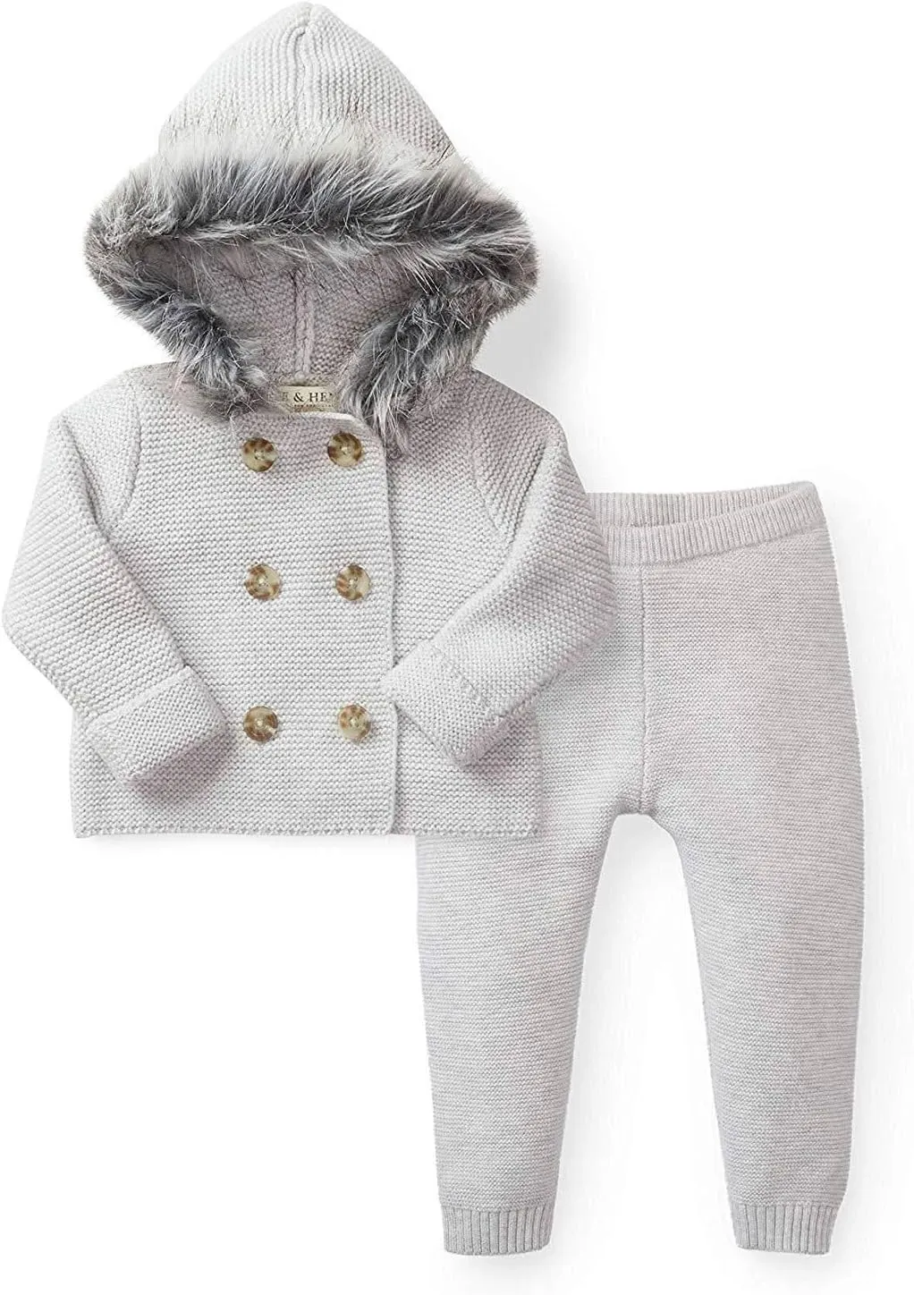 Hope & Henry Layette Long Sleeve Cardigan Sweater and Legging 2-Piece Set