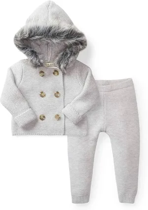 Hope & Henry Layette Long Sleeve Cardigan Sweater and Legging 2-Piece Set