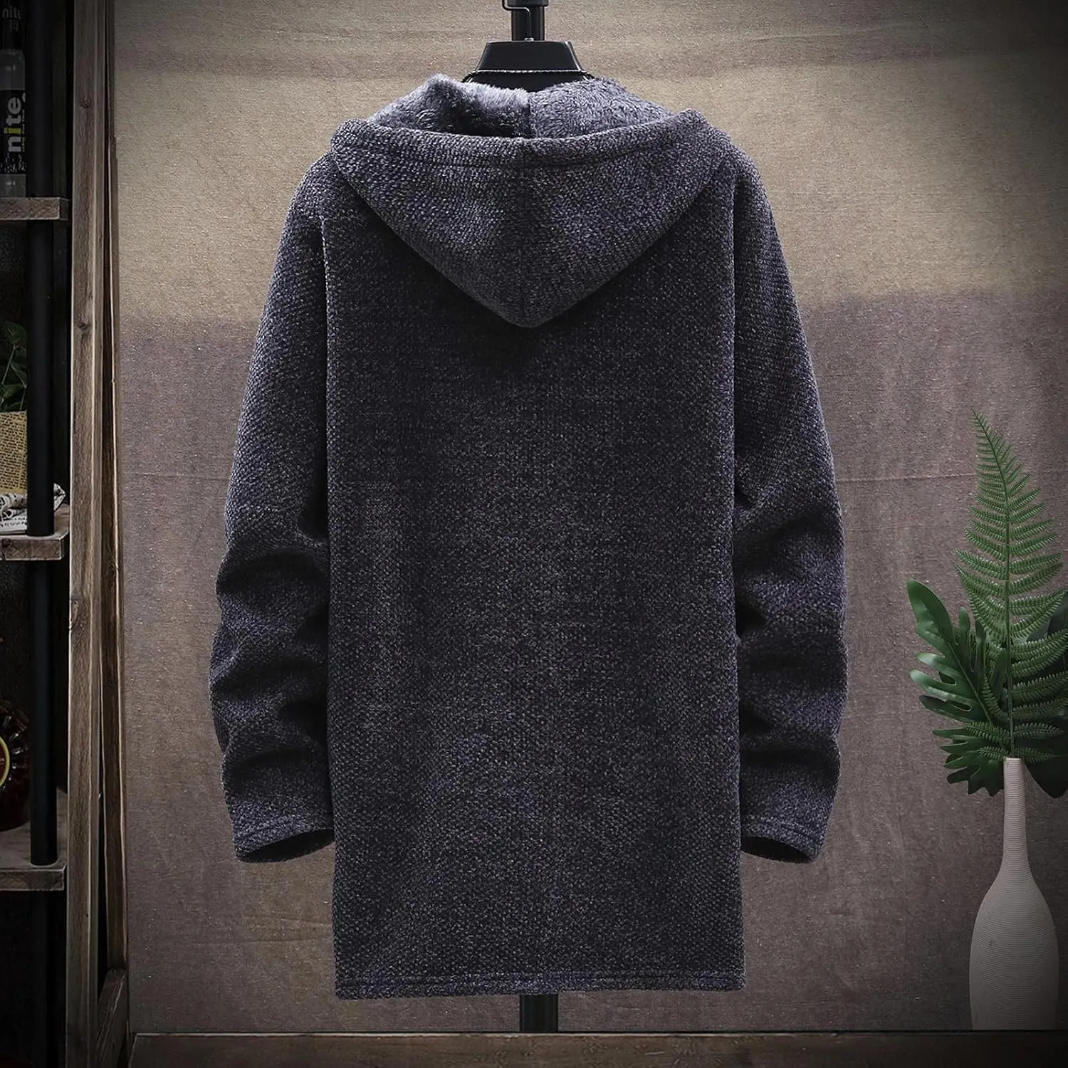 Jackets for Men Fall and Winter Men's Fashion Loose Cardigan Warm Hooded Jacket Sweater Jackets