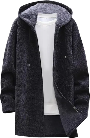 Jackets for Men Fall and Winter Men's Fashion Loose Cardigan Warm Hooded Jacket Sweater Jackets