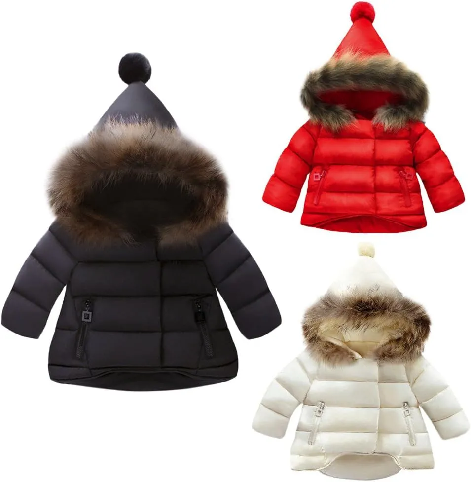 Kids Coat Winter Thick Fleece Coats Hooded Warm Puffer Jackets Baby Down Outerwear Windproof Puffer Snowsuit Outerwear